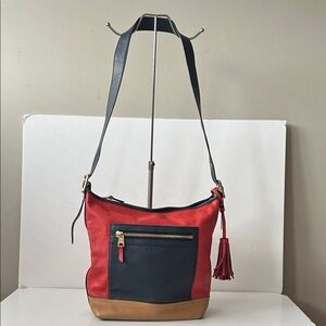 Coach Red and Navy Leather Crossbody/Shoulder Bag Y2K Stunning